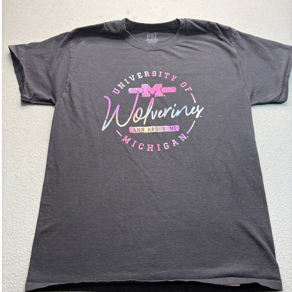 University of Michigan Wolverines Shirt Mens Medium Black Cotton NCAA Tee